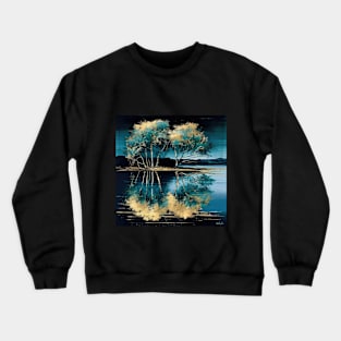 Golden Tree Blue Lake Reflections Crewneck Sweatshirt